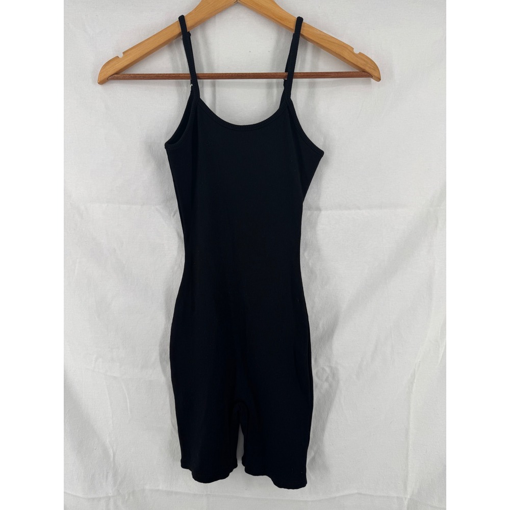 Fashion Nova Womens Nova Season Shortie Snatched Romper Black Ribbed Small NWT